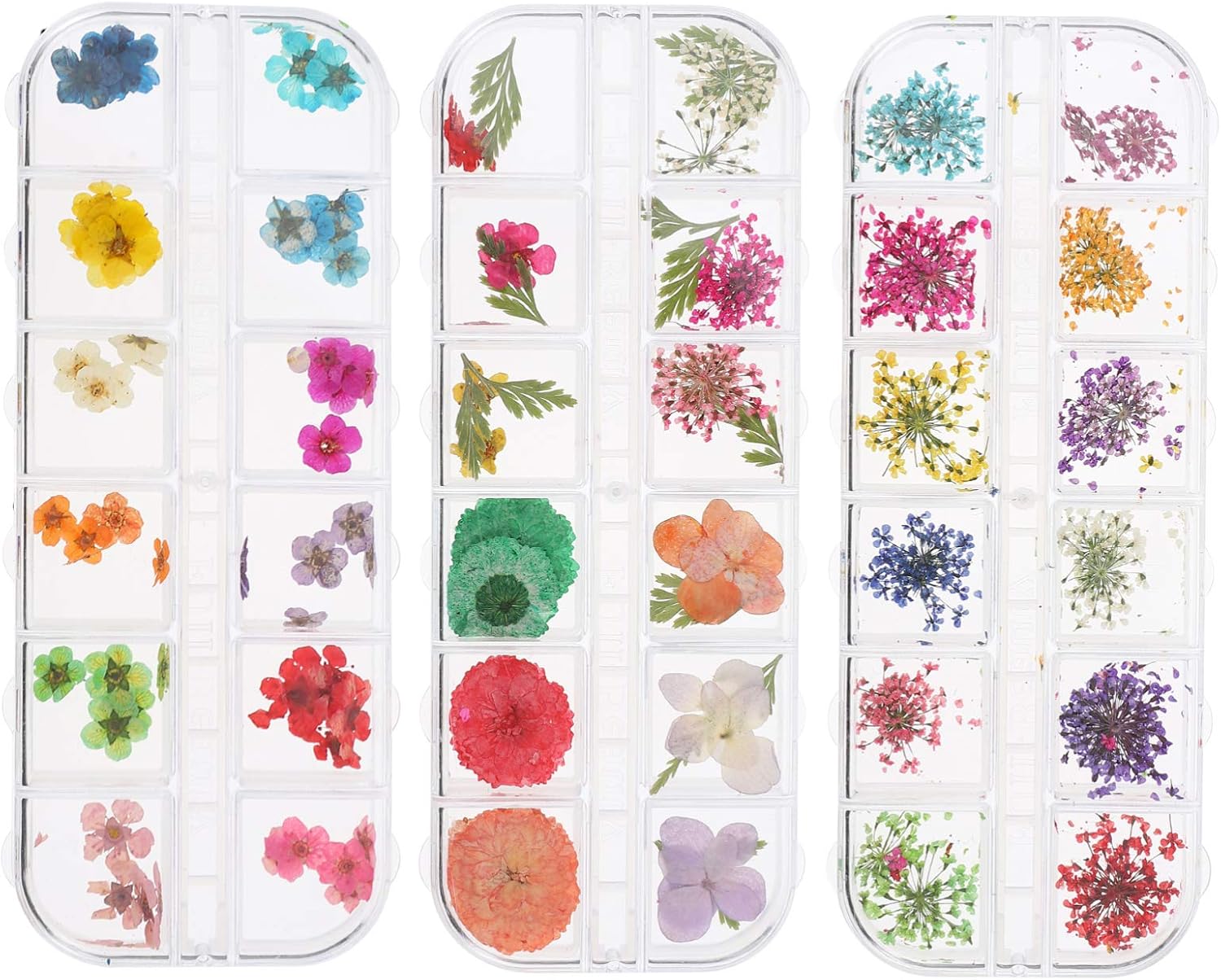 売買 Frcolor ドライフラワー 押し花 3d ネイルパーツ レジン マニキュア 3ケース ネイルアートアクセサリー 透明収納ケース 混合色 封入