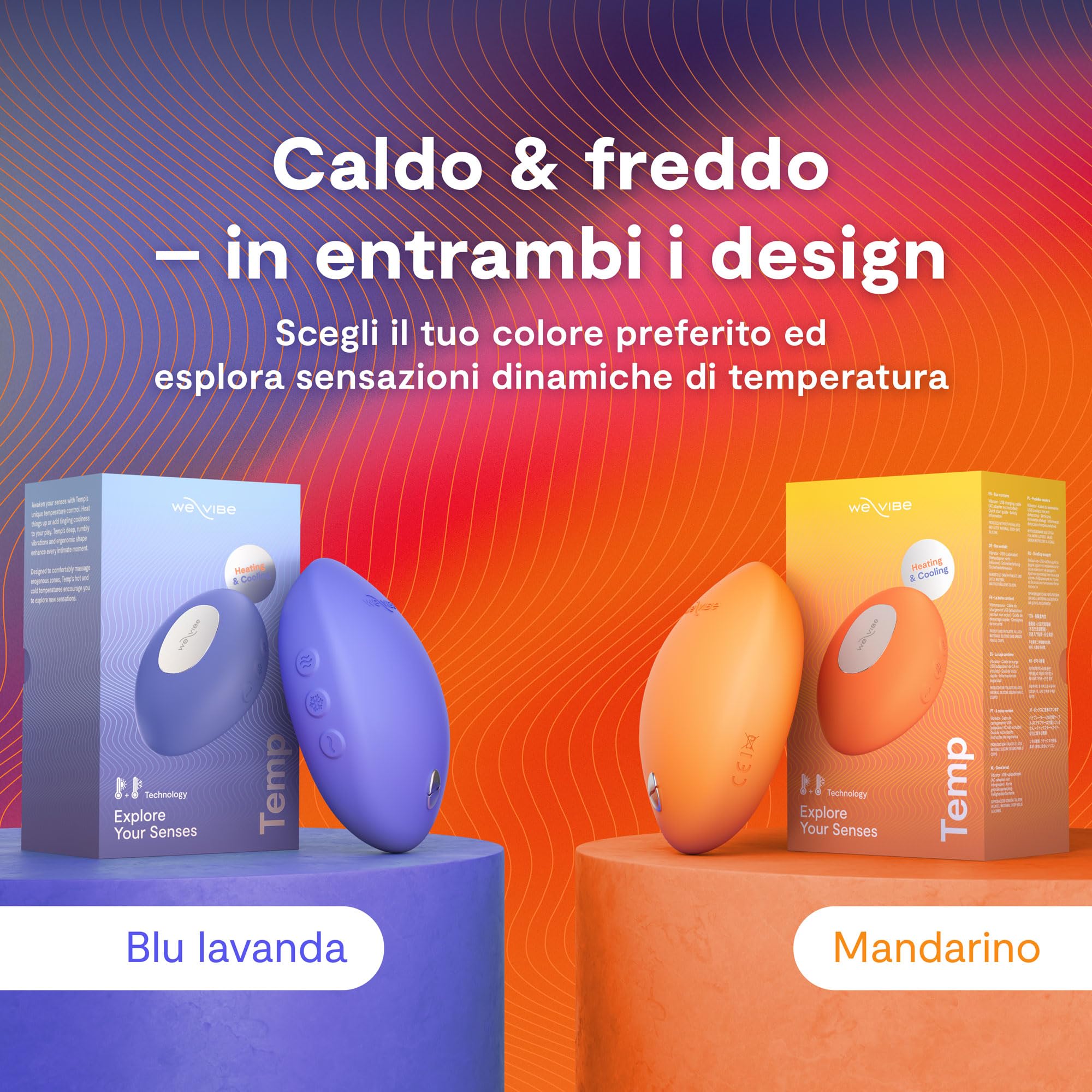 We-Vibe Temp Vibratore Esterno per Donna | Vibratore Clitorideo Riscaldante e Raffreddante| Sex Toy Gioco Caldo Freddo| Massaggiatore Personale Potente e Silenzioso | Impermeabile | Arancione