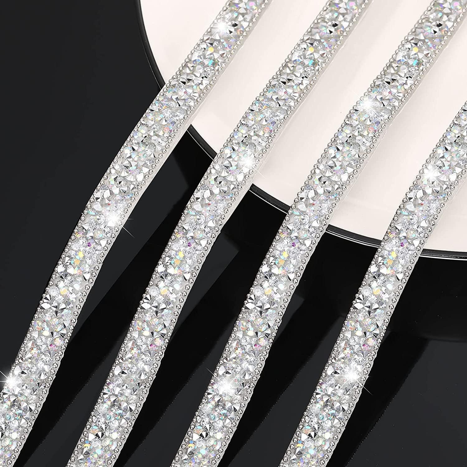 Wstążka samoprzylepna kryształowa kryształ górski diament 3 jardy x 10 mm błyskotka DIY kryształ górski diamentowa naklejka wydarzenie wesele samochód telefon srebrny kolorowy