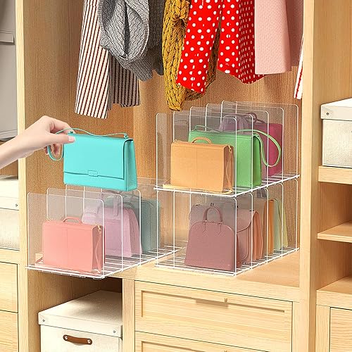 Miniatura 4 de Organizador de bolso para armario, divisor de estante ajustable para armario, organizadores de monederos transparentes para armario, estantería,