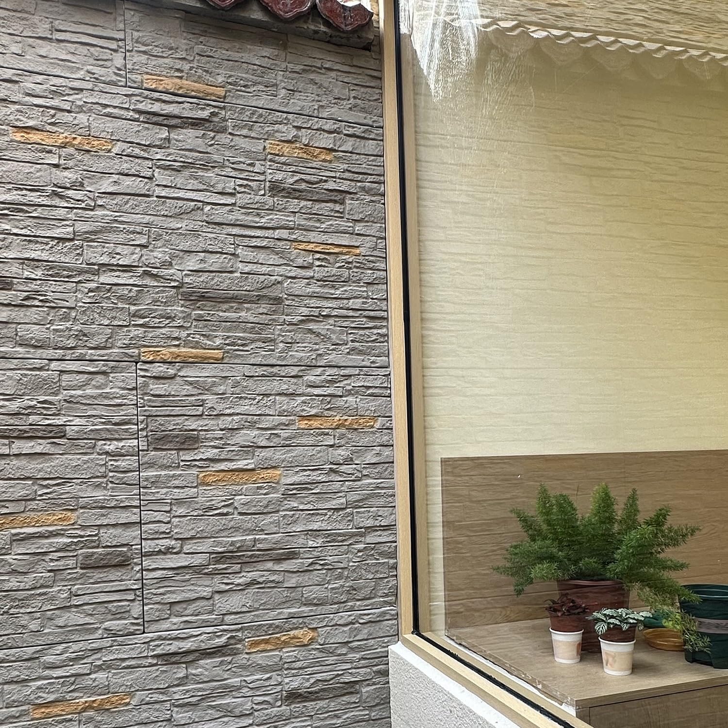 Rivestimento Parete Rivestimento in finta pietra PU 3D 47 x 23,6 pollici, autentica texture rocciosa utilizzata per aggiungere riflessi alle pareti, pannelli per boiserie(A)