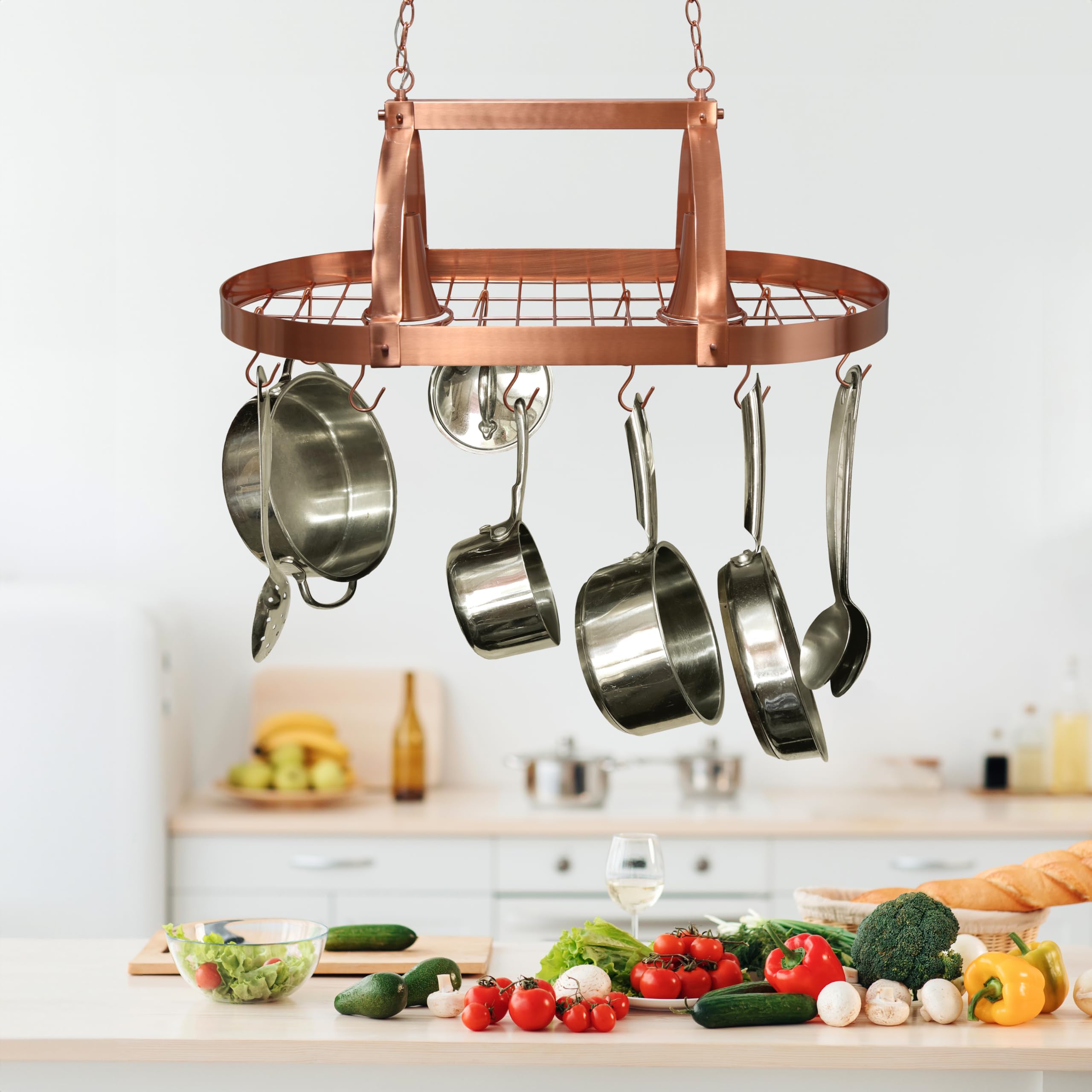Lighted Pot Racks With Downlights Elegant Designs 2 Light Kitchen Wood