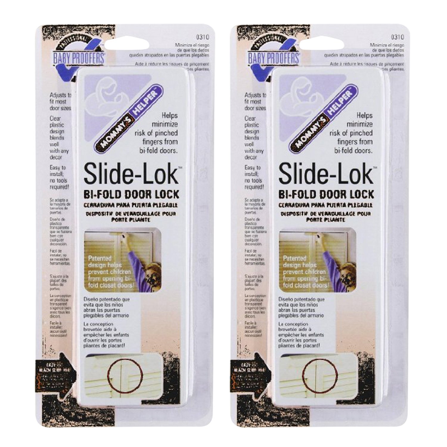 Mommy's Helper Slide-Lok Bi-Fold Door Lock 2 Pack