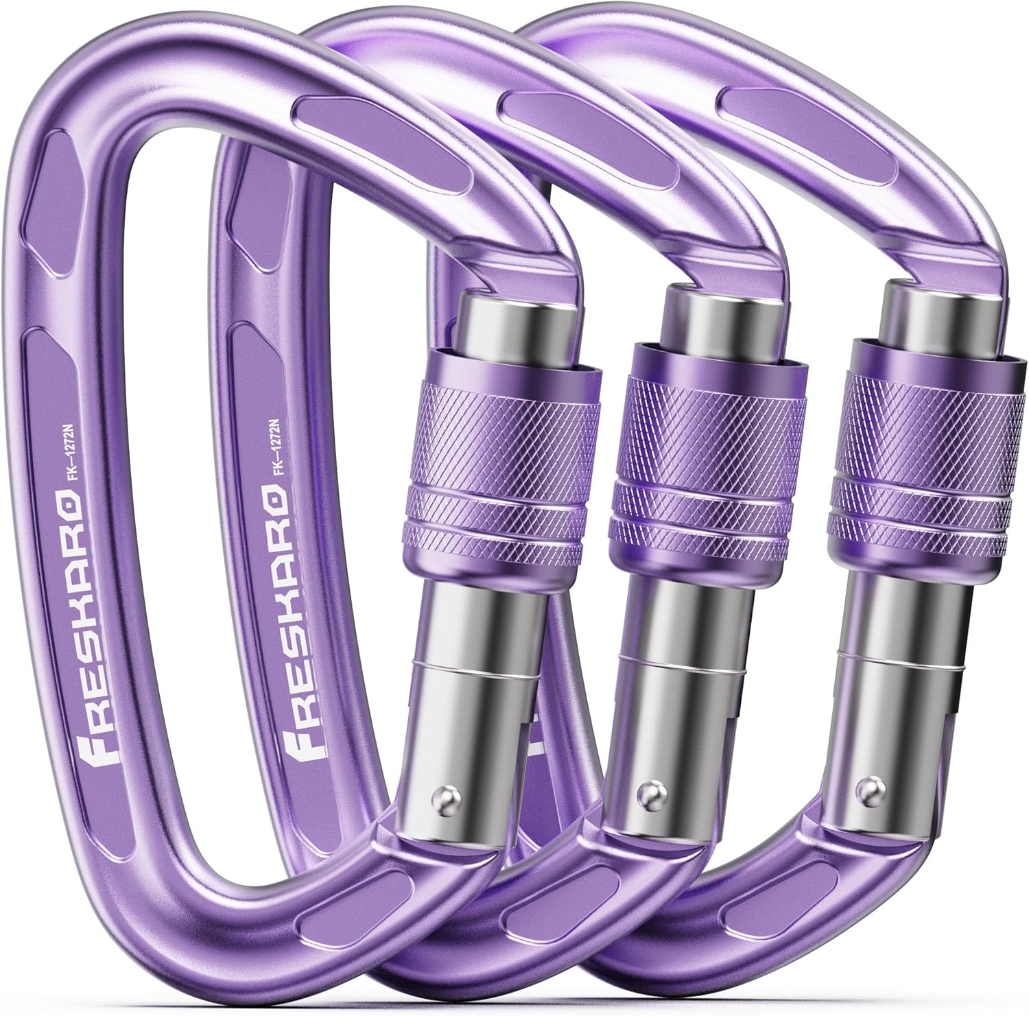 FresKaro 4inches 25kN-5621lbs Climbing Carabiners, UIAA CE Certified, Screw Lock, 7075 Aluminium, Lightweight, Rust Proof, for Mountaineering, Rappelling etc., Multi-Colors