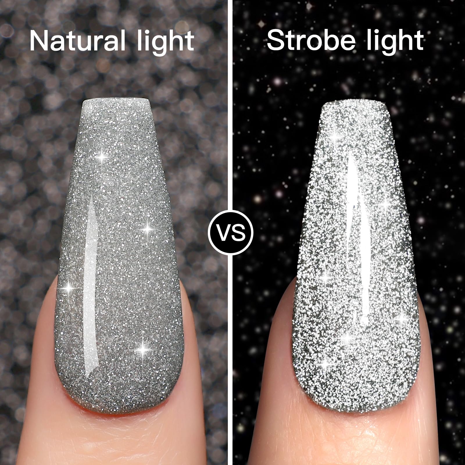 Gsnagole Sparkling Gel Nail Polish Set with 3 Colors Silver, Blue, Purple Holographic Gel Polish Kit UV LED Soak-off Nail Polish Home DIY Nail Salon (SZJset-1-silver-blue-purple)