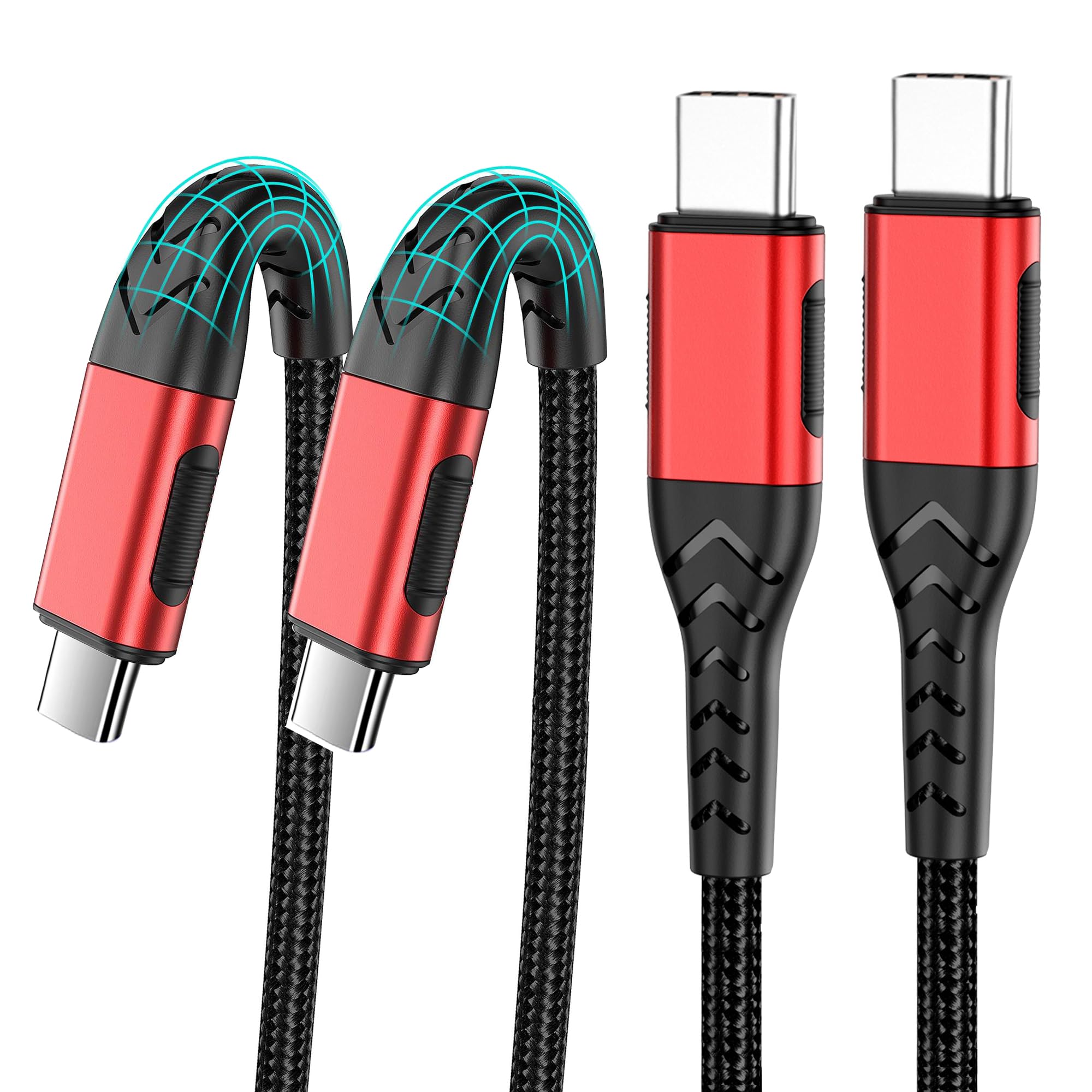 Durcord USB C to USB C Cable, 2Pack 60W 10ft USB C Charger Cable Fast Charging for Android/Phone/Pad, Type C to Type C Charger Braided Compatible with iPhone 15 Pro/Plus/Max/Android/Phone/Pad Red