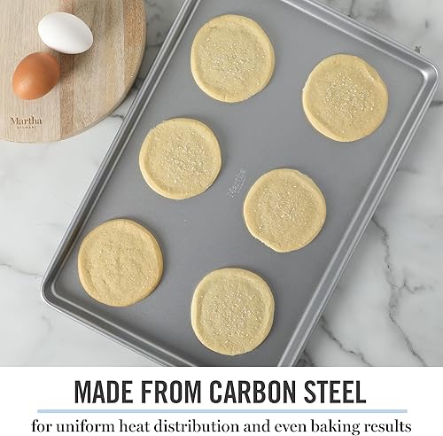 Miniatura 4 de Martha Stewart Gallen - Hoja de galletas antiadherente de acero al carbono, 17 x 11 pulgadas, color plateado