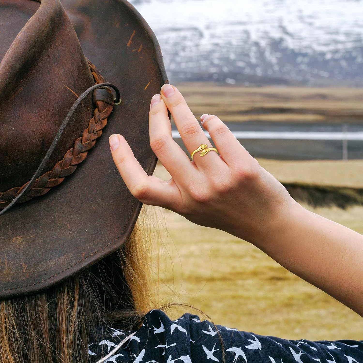 INFUSEU Gold Hug Rings for Women Granddaughter Teen Girls Cute Sterling Silver Adjustable Ring Love Gifts for Her Girlfriend Mom Wife Best Friend - Image 6