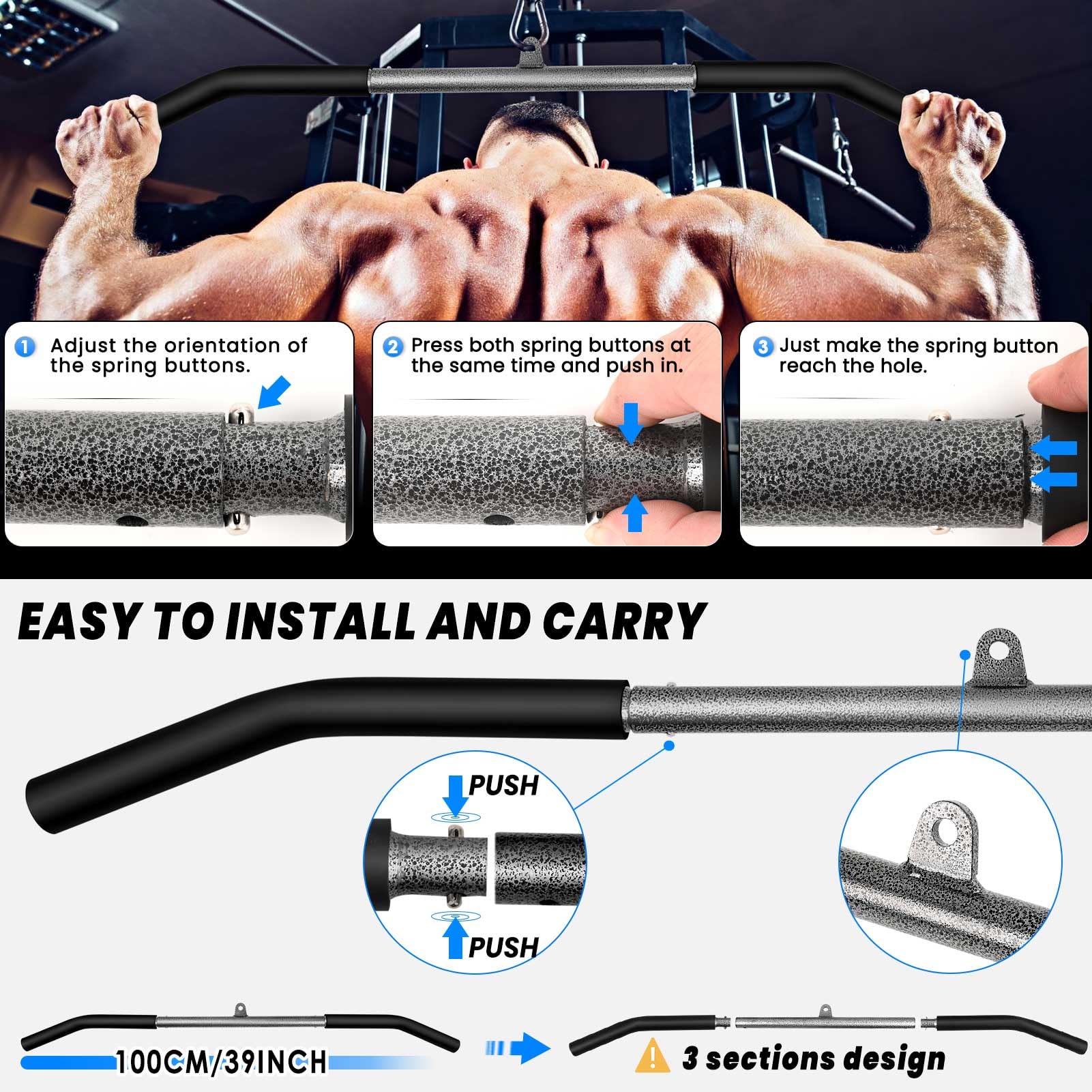 Lyndwin Cable Pulley System Home Gym with 100cm Lat Pull Down Bar - Image 3