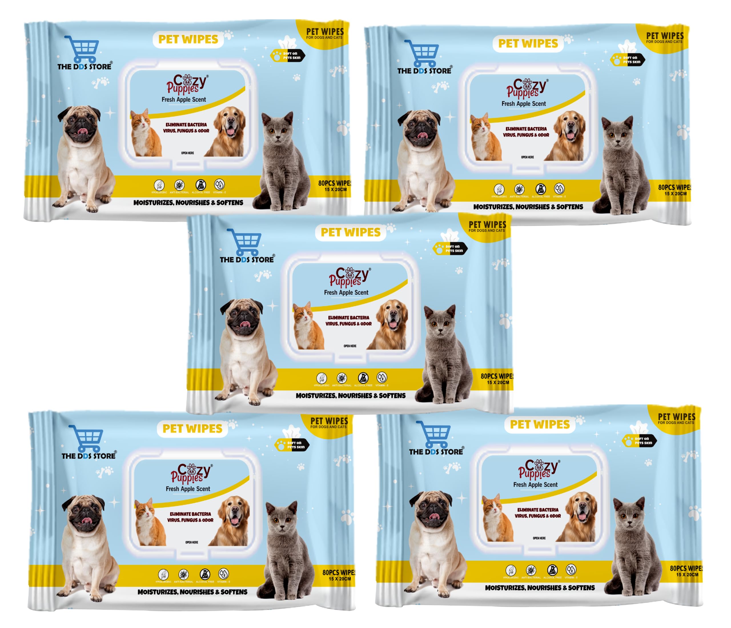 The DDS Store Pet Wipes for Dogs, Puppies & Pets - Apple Scent 6"x 8" - Pack of 80 Wipes (Wipes Pack of 5). (B08X7CW9K3) Amazon Price History, Amazon Price Tracker