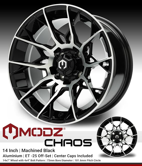 MODZ Chaos Machined Black 14 Golf Cart Wheel