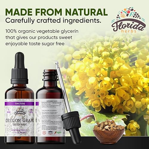 Miniatura 3 de Tintura de uva de Oregon, extracto orgánico de uva de Oregón (Mahonia aquifolium)  Sin OMG en glicerina vegetal orgánica prensada en frío, 2 onzas
