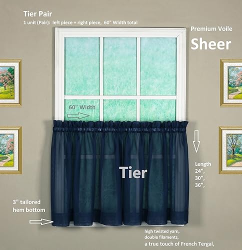 Vista 312 de Today's Curtain - Cortina Emelia de gasa original, panel de 84 pulgadas, negro, 60 pulgadas de ancho x 84 pulgadas de largo