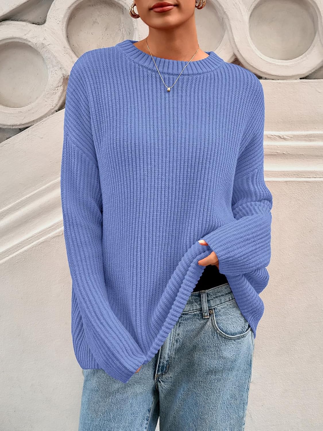 PRETTYGARDEN Womens Spring Sweaters 2026 Casual Chunky Crewneck Long Sleeve Ribbed Knit Oversized Pullover Sweater Tops - Image 4