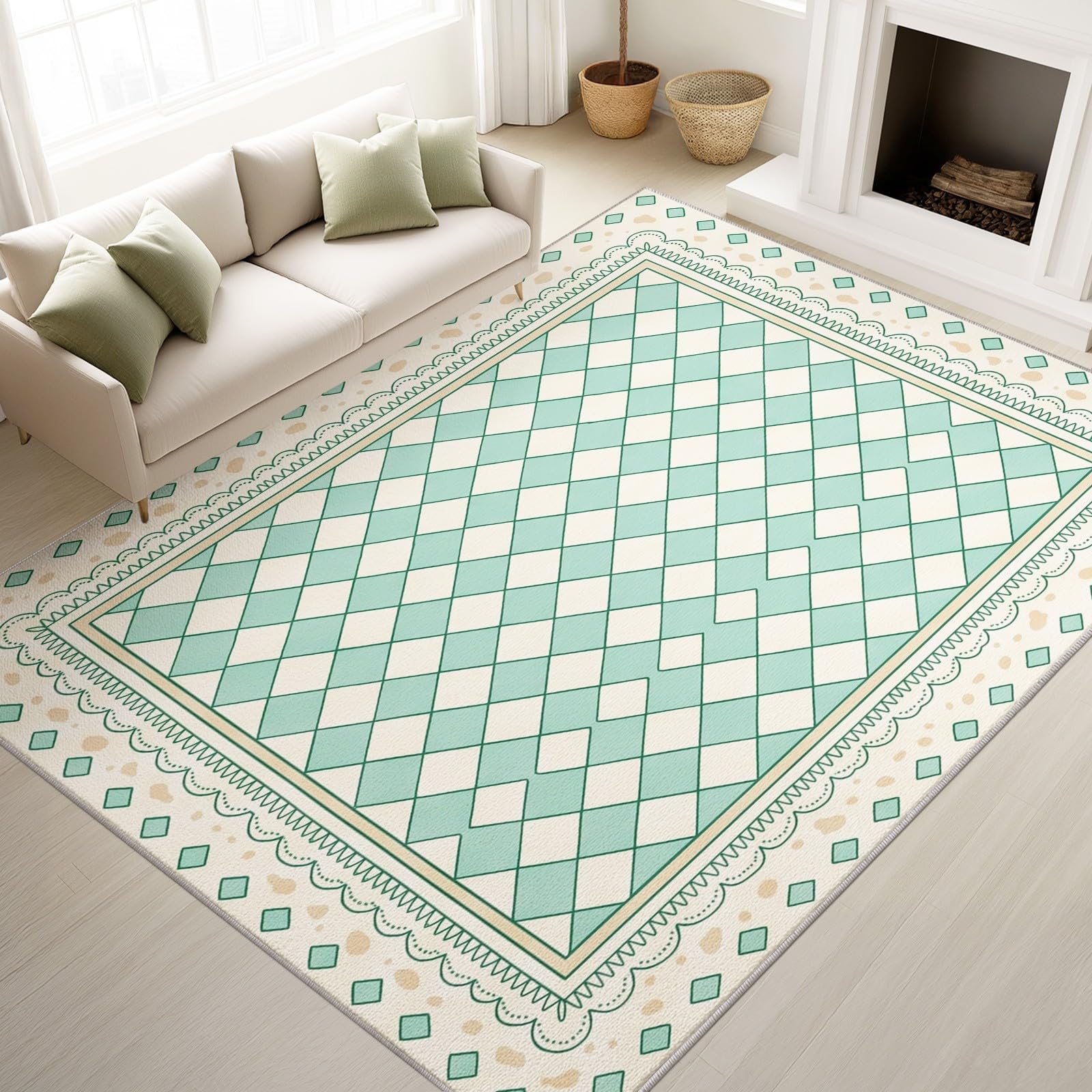 Générique Tapis Français Classique 50 x 80 cm Tapis De Salon Carré Motif, Poils Courts Doux Et Confortables, Facile d'entretien, Microfibre De Haute Qualité, Ultra Résista