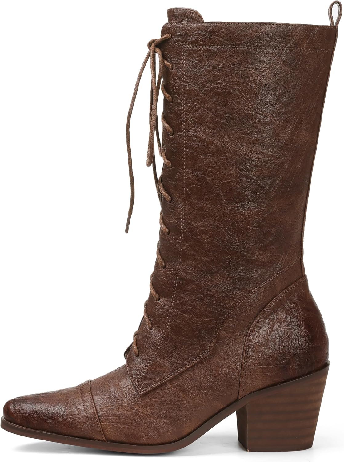 SaraIris Women's Black Mid Calf Boots Lace Up Chunky Heel Vintage Combat Heeled Dress Casual Boots - Image 6