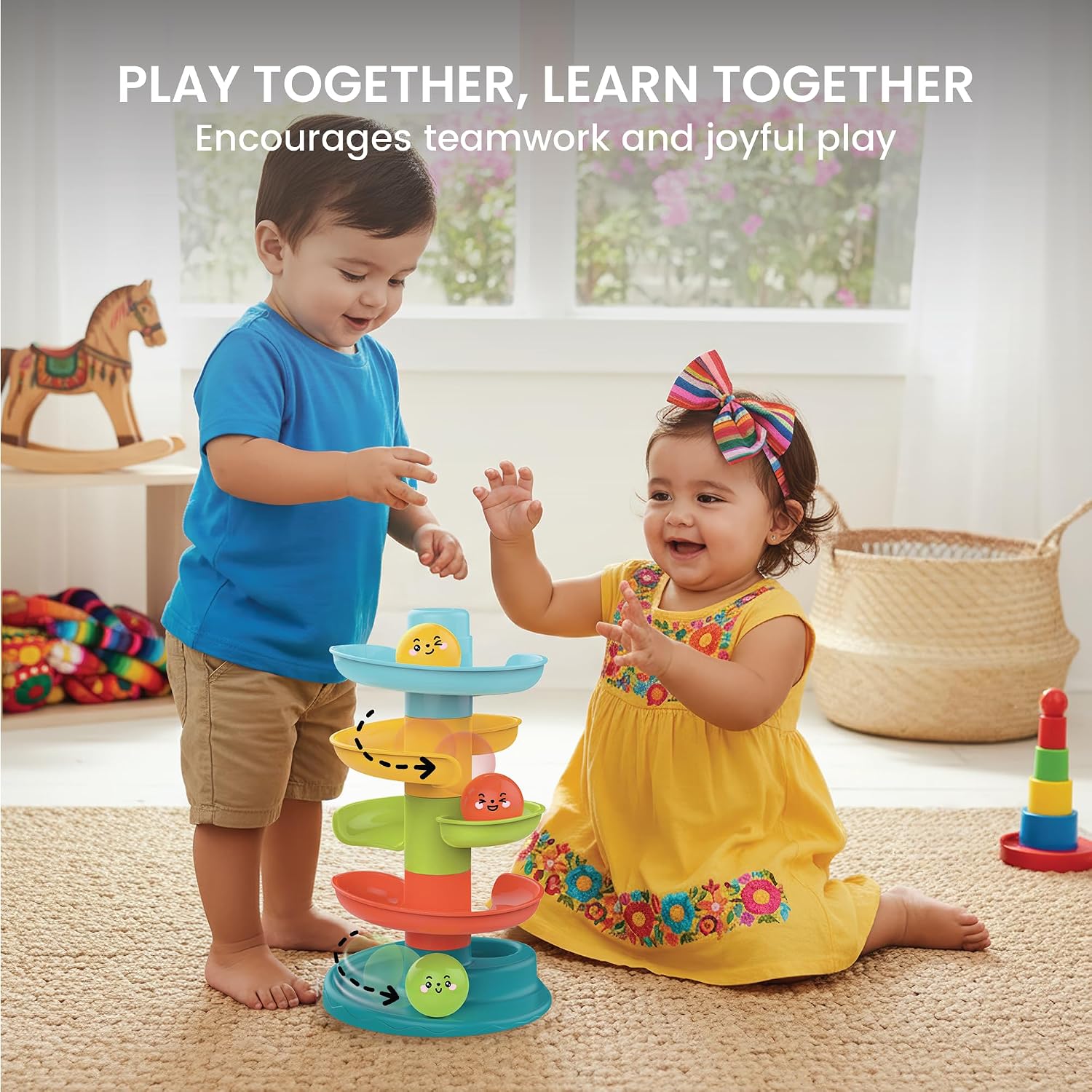 Lulyboo Rainbow Tower Ball Drop Toddler Toy | Educational, Sturdy Multi-Level Learning & Developmental Tower for Kids 6 Months+ | Colorful, Interactive Preschool Play (Original)