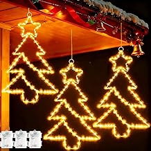 Yowin 3 x 45 LED Christmas Star - Battery Operated Outdoor Lights with Timer, Waterproof Decorations for Window, Indoor, Party, Tree, Balcony - Warm White