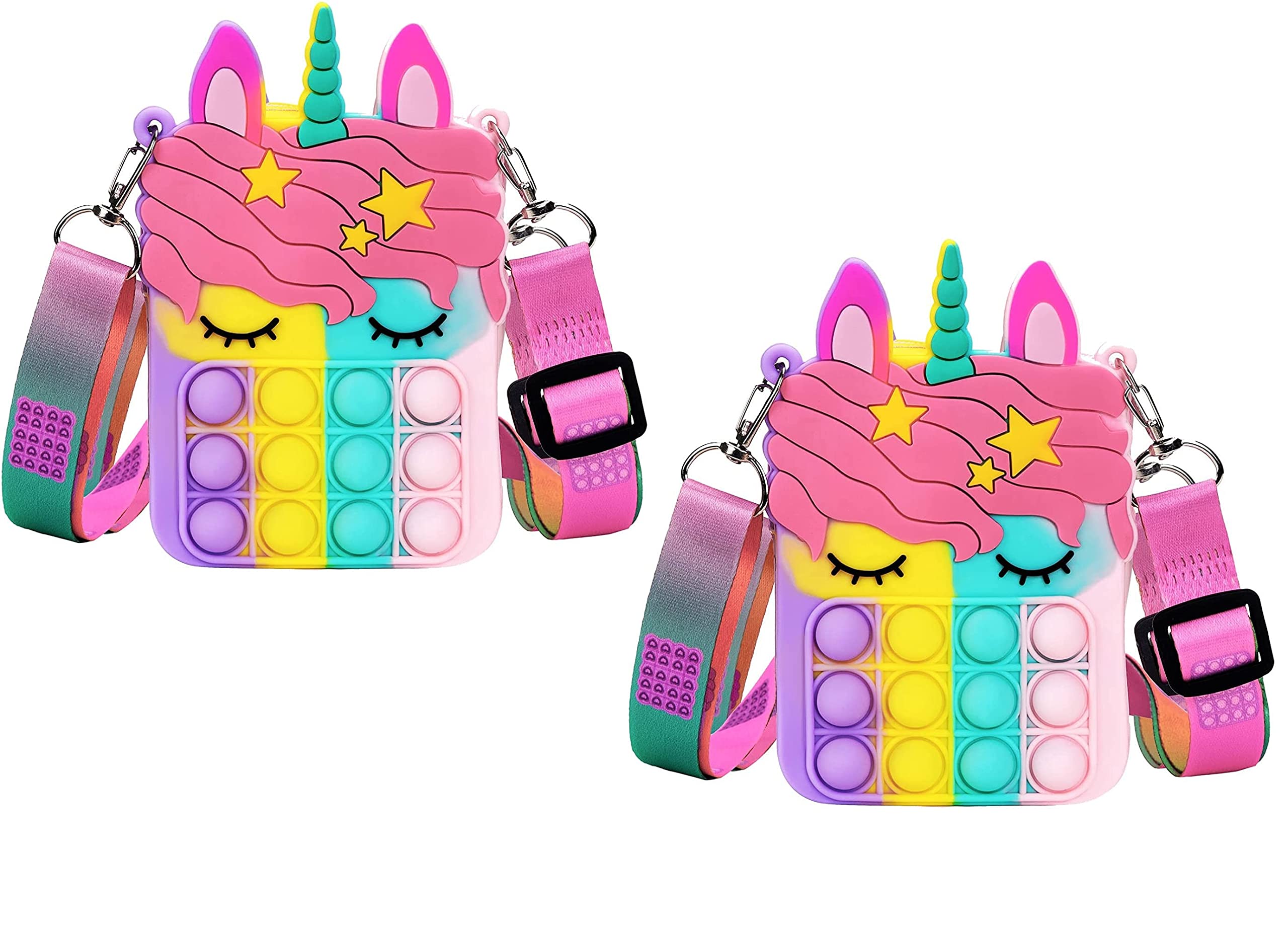 Combo of 2 Pop It Fidget Unicorn Sling Bag for Girls Stress Relief Crossbody Sling Bags Best Gift Best Return Gift Multicolor Zipper Pop Sling Bag Shoulder Bag Travel Bag for Girls (B09P1G2N8F) Amazon Price History, Amazon Price Tracker