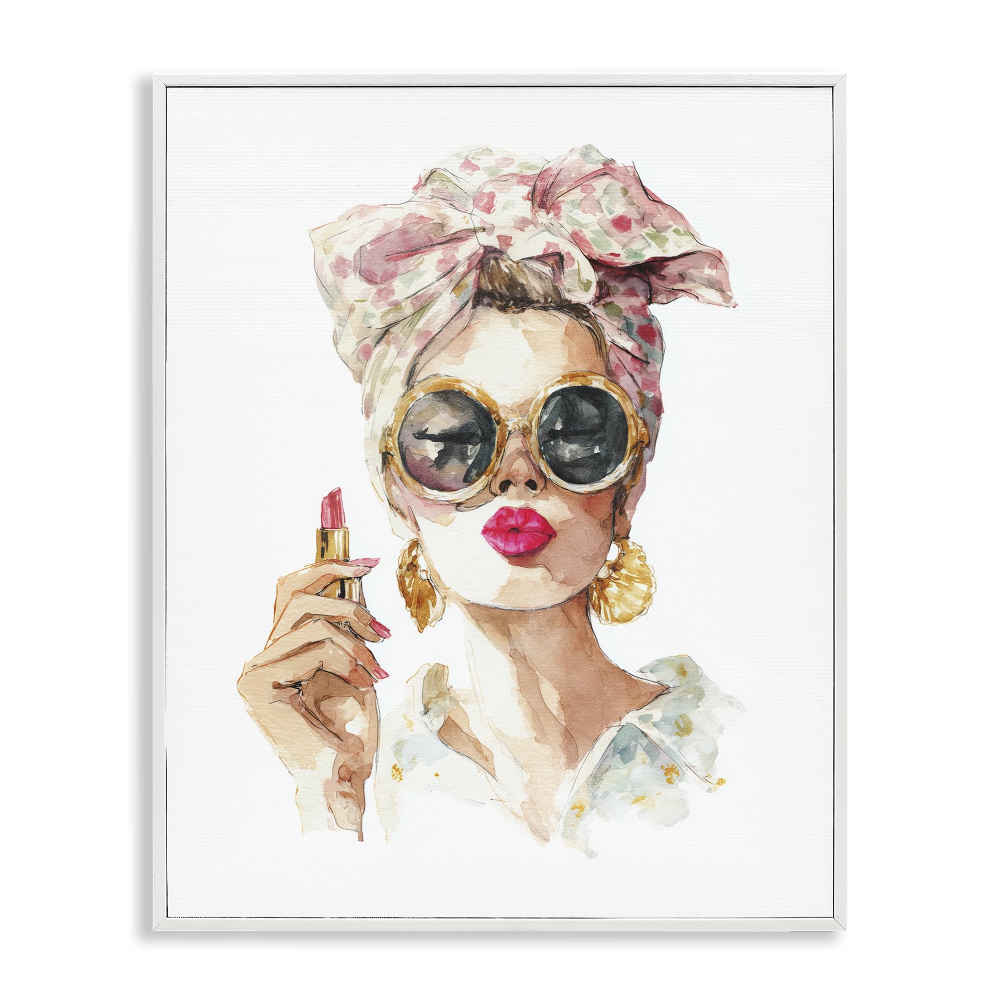 Stupell Industries Coastal White (Textured) 'Feminine Lipstick Spell'| Framed Giclee Art