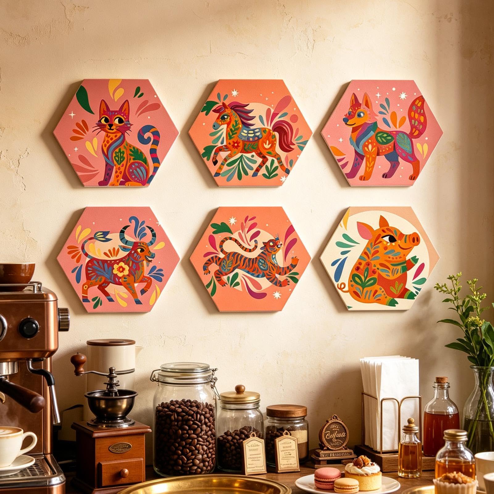 Peinture par numéros 6 pièces Animaux DIY pour débutants