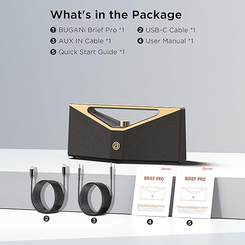 Miniatura 9 de BUGANI Altavoz Bluetooth de audio de alta resolución, 160 W, altavoz Bluetooth portátil grande con subwoofer de graves profundos, estéreo