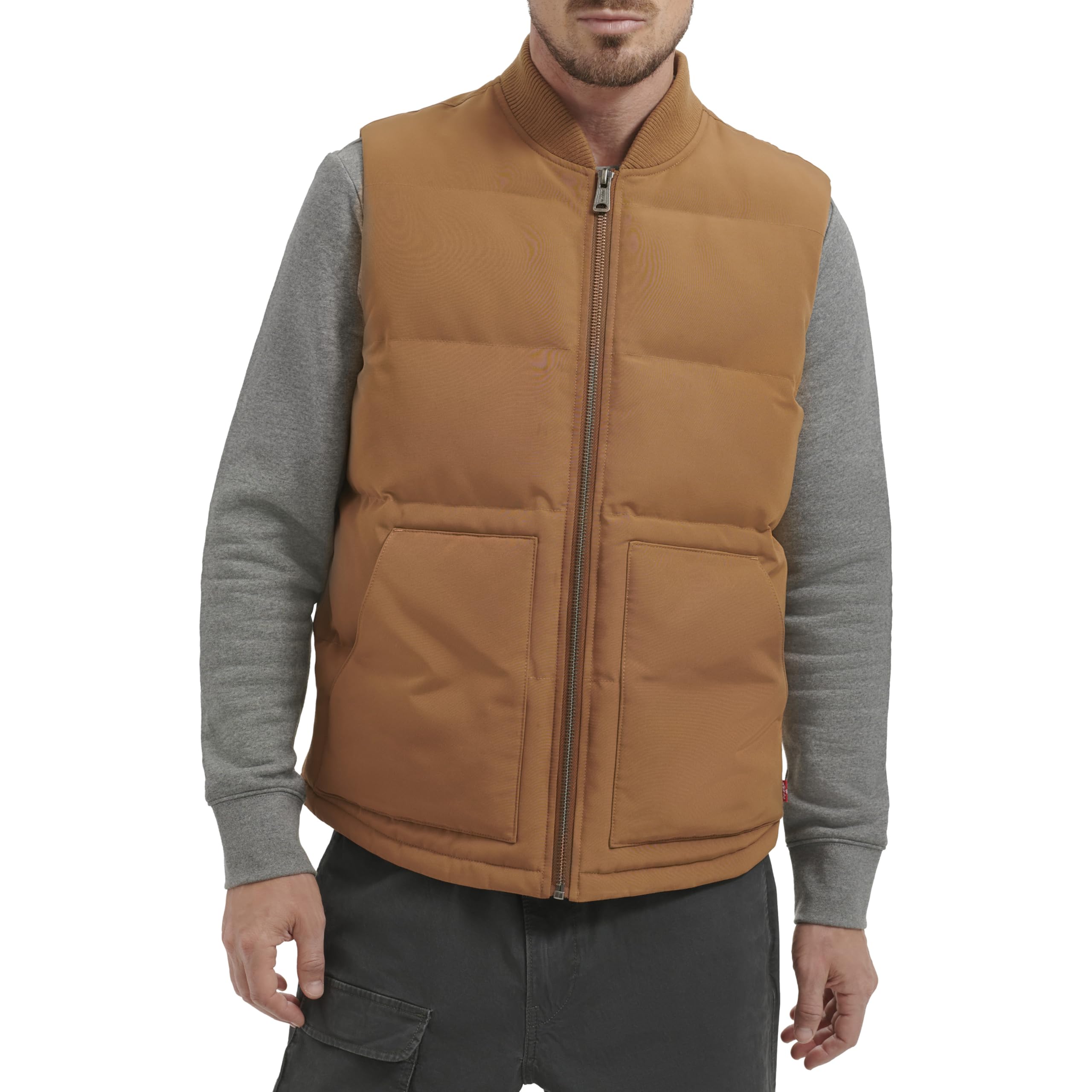 Levi's Men's Worker Brown Quilted Utility Puffer Vest, L