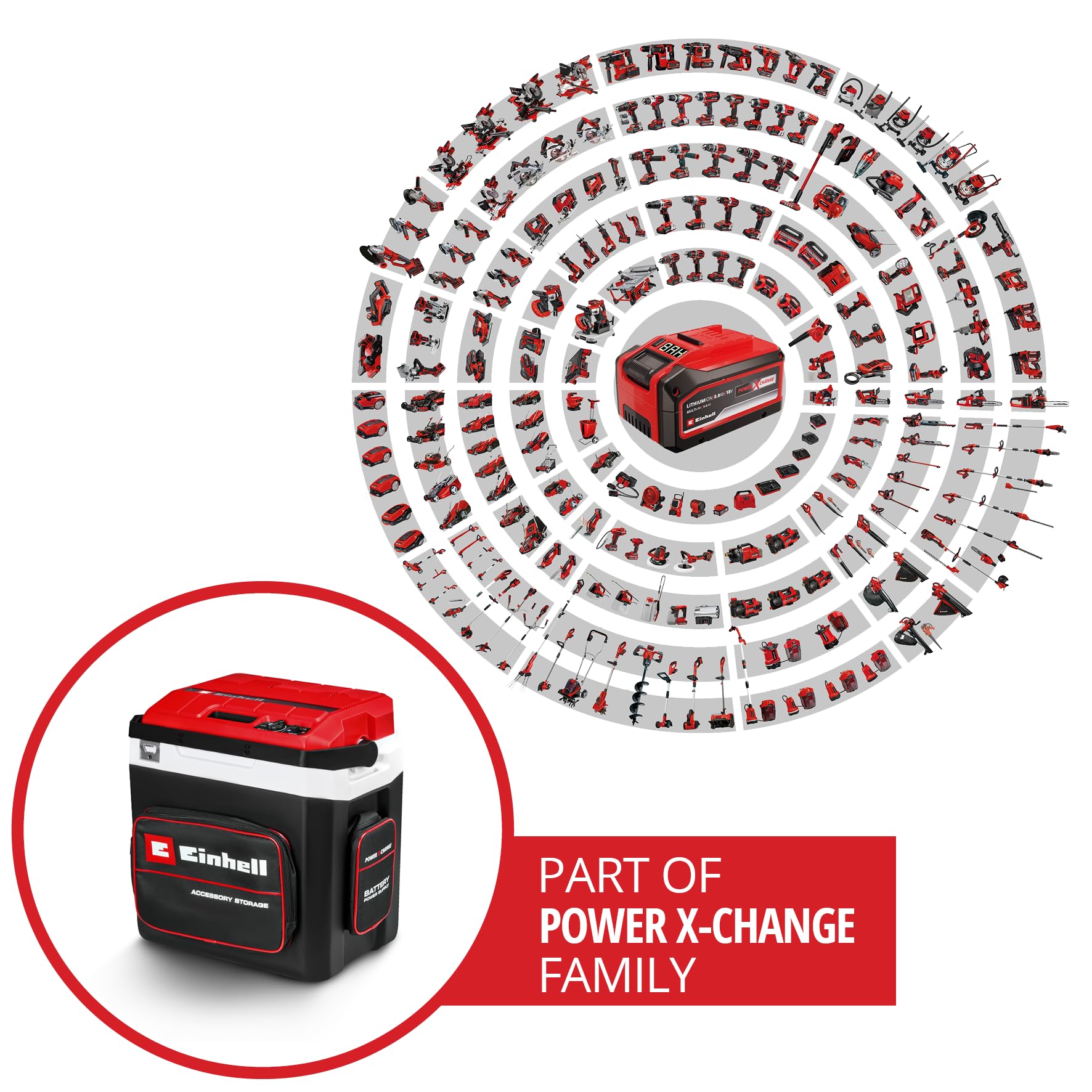 Einhell Glacière portable sans fil TE-COL 18/27 Li-Solo Power X-Change (18 V, 27 l, refroidit et maintient au chaud, mode hybride 12 V pour la voiture et 230 V sur secteur, avec poches, sans batterie)