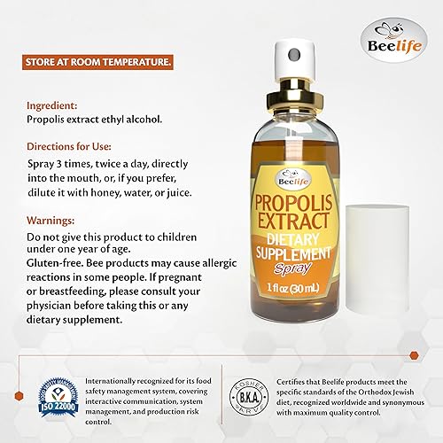 Miniatura 7 de Beelife Spray de propóleo para aliviar el dolor de garganta, espray de propóleos, apoyo inmunológico natural, ayuda a calmar la tos y la sequedad y