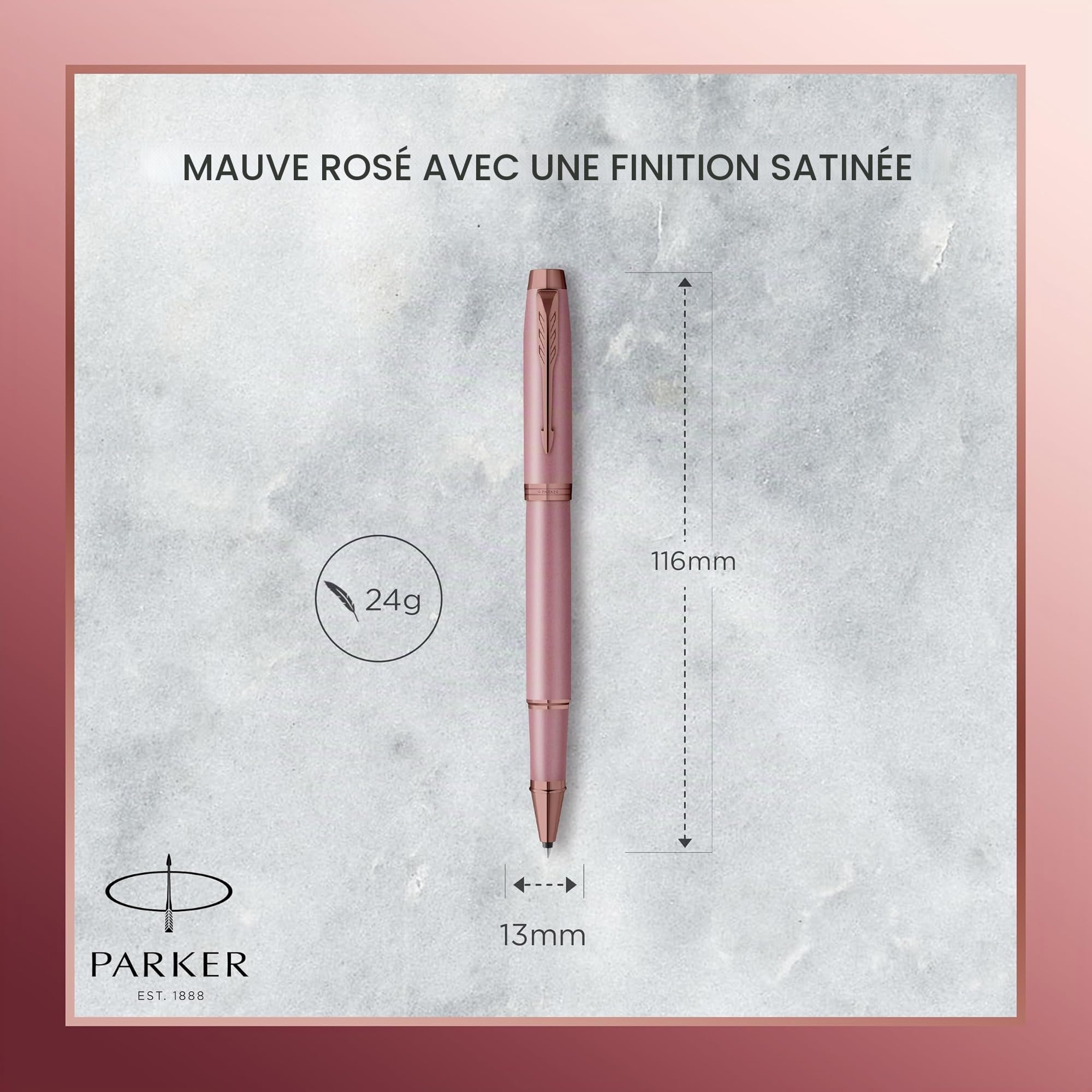 Parker IM Stylo roller | collection Touche Finale | finition mauve | pointe moyenne | encre noire | coffret cadeau