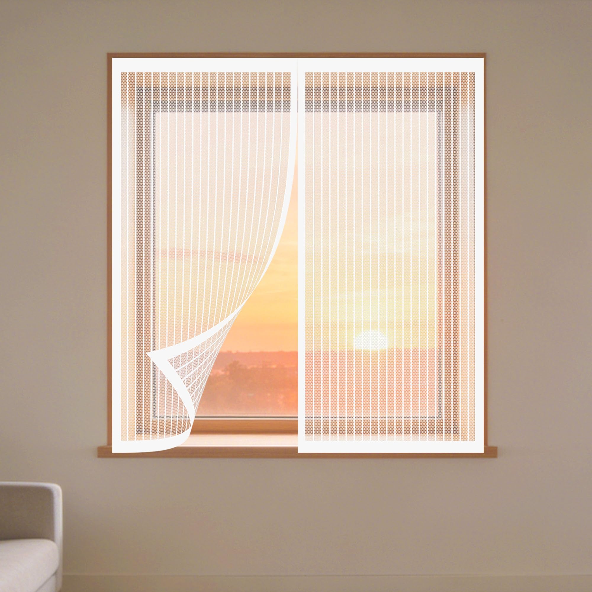 Moustiquaire fenêtre magnétique 85x150 cm blanche sans perçage pour salon