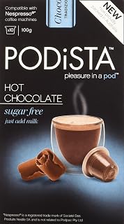 Hot Chocolate Nespresso Compatible Capsules Hot Cocoa Pods - Sugar Free - 10 Pod Package