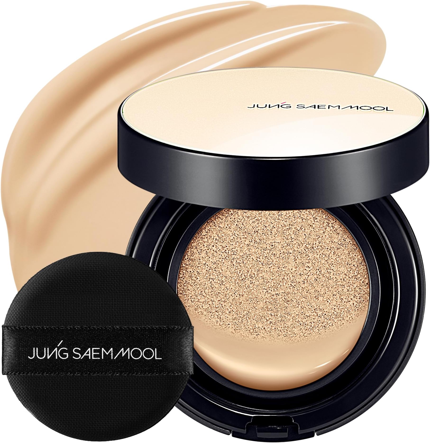 Essential Skin Nuder Cushion | Natural Finish, Buildable Coverage Cushion Foundation by Korean Makeup Artist (Refill Not Included, 0.49 Fl Oz, SPF 50), 21 Medium