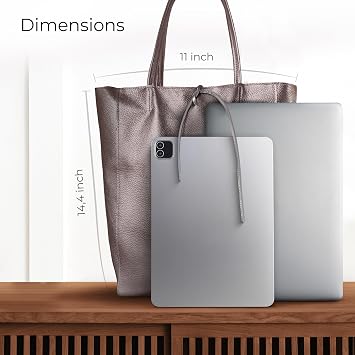 Genuine Italian Leather Tote Bag for Women, Large Purse (Bronze)
