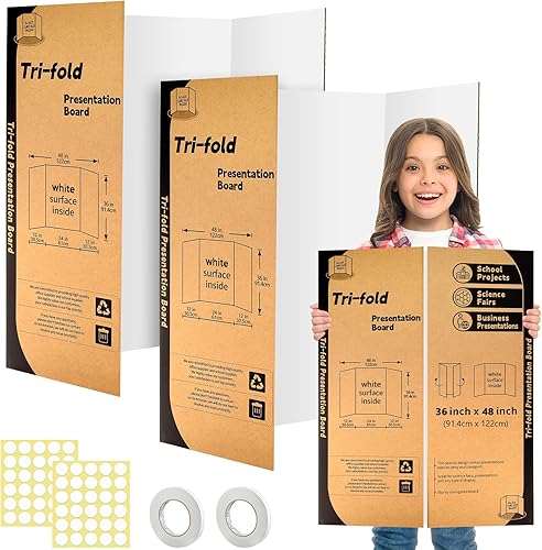 IKAYAS - Paquete de 2 tableros de póster triples de 48 x 36 pulgadas, tableros blancos de una sola cara, tableros de exhibición de feria de