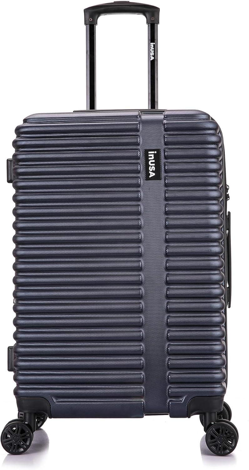 InUSA ALLY Travel Suitcase with Spinner Wheels | Lightweight Ergonomic Luggage Handles and TSA Lock, Spacious Traveling Suitcases | 24 Inch Hardside Medium Luggage | Blue