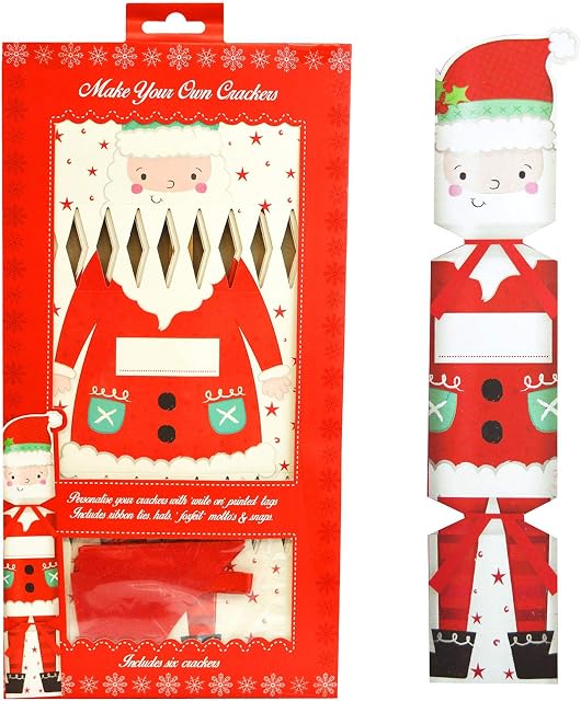 Make Your Own Christmas Crackers 6pcs DIY Kit Children Kids Xmas Santa Empty Party Games