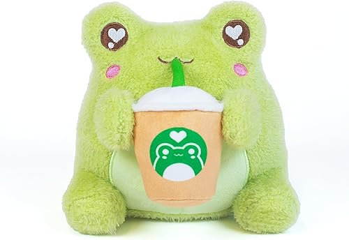 Cuddle Barn PlushGoals - Coffee Sippin' Wawa The Froggie - Animal de peluche suave con aroma a verde lima, rana kawaii, juguete de peluche, 6