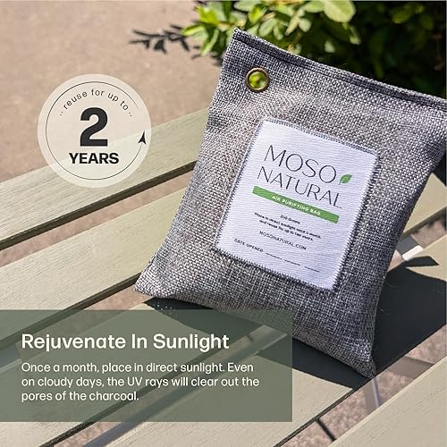 Miniatura 9 de Moso Natural Bolsa purificadora de aire de 7.05oz (paquete de 5). Un eliminador de olores sin olor para coches, armarios, baños, áreas de mascotas.
