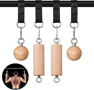 Wooden Pull Up Grips and Balls, Atomic Rock Climbing Holds Training Set,Grip Strength Trainer,Ninja Warrior Obstacle Course Handles and Rope.Suit(L/XL Ball(L/XL)