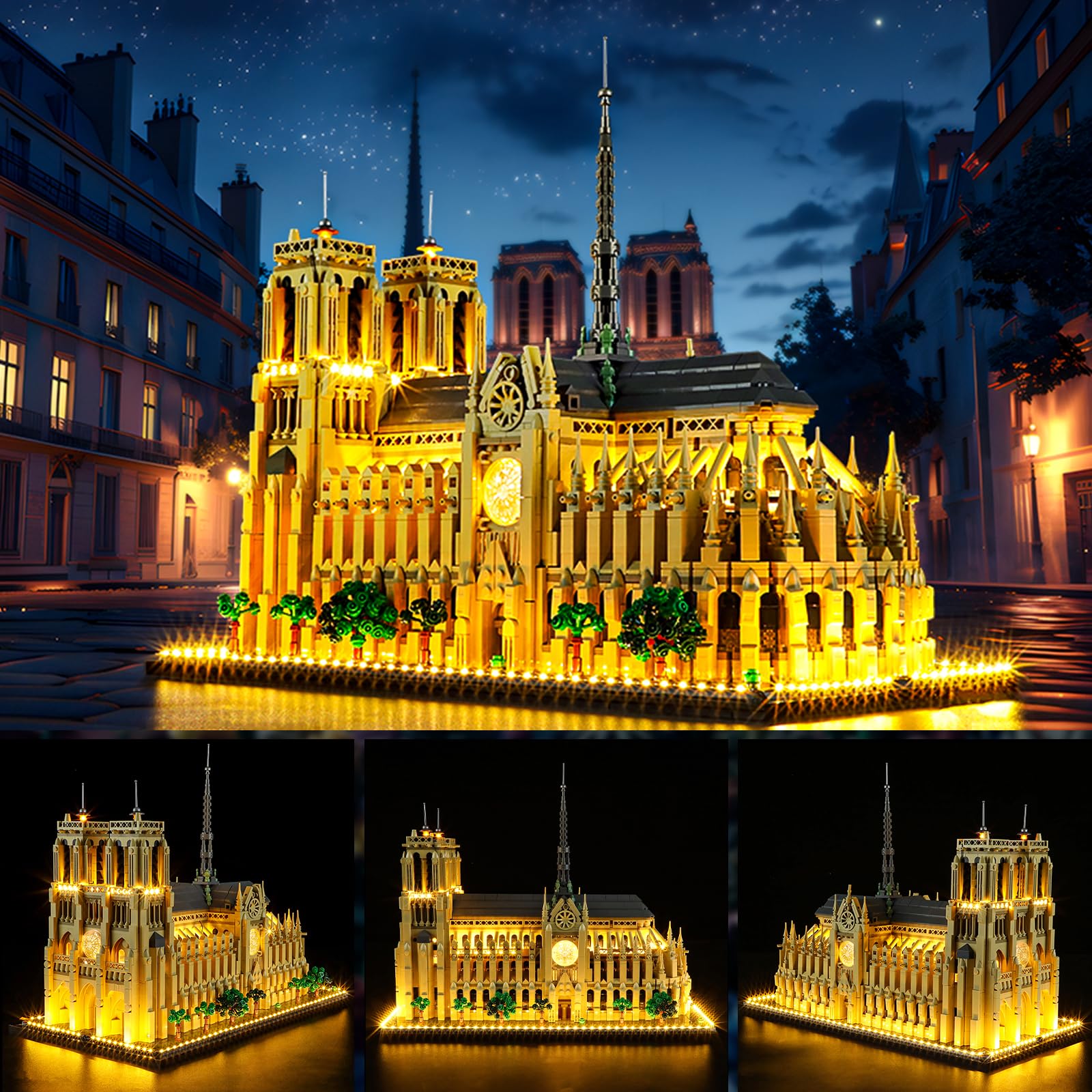 YEABRICKS Lampe LED pour Lego-21061 Architecture Notre-Dame de Paris, modèle de blocs de construction (Lego Set non inclus)
