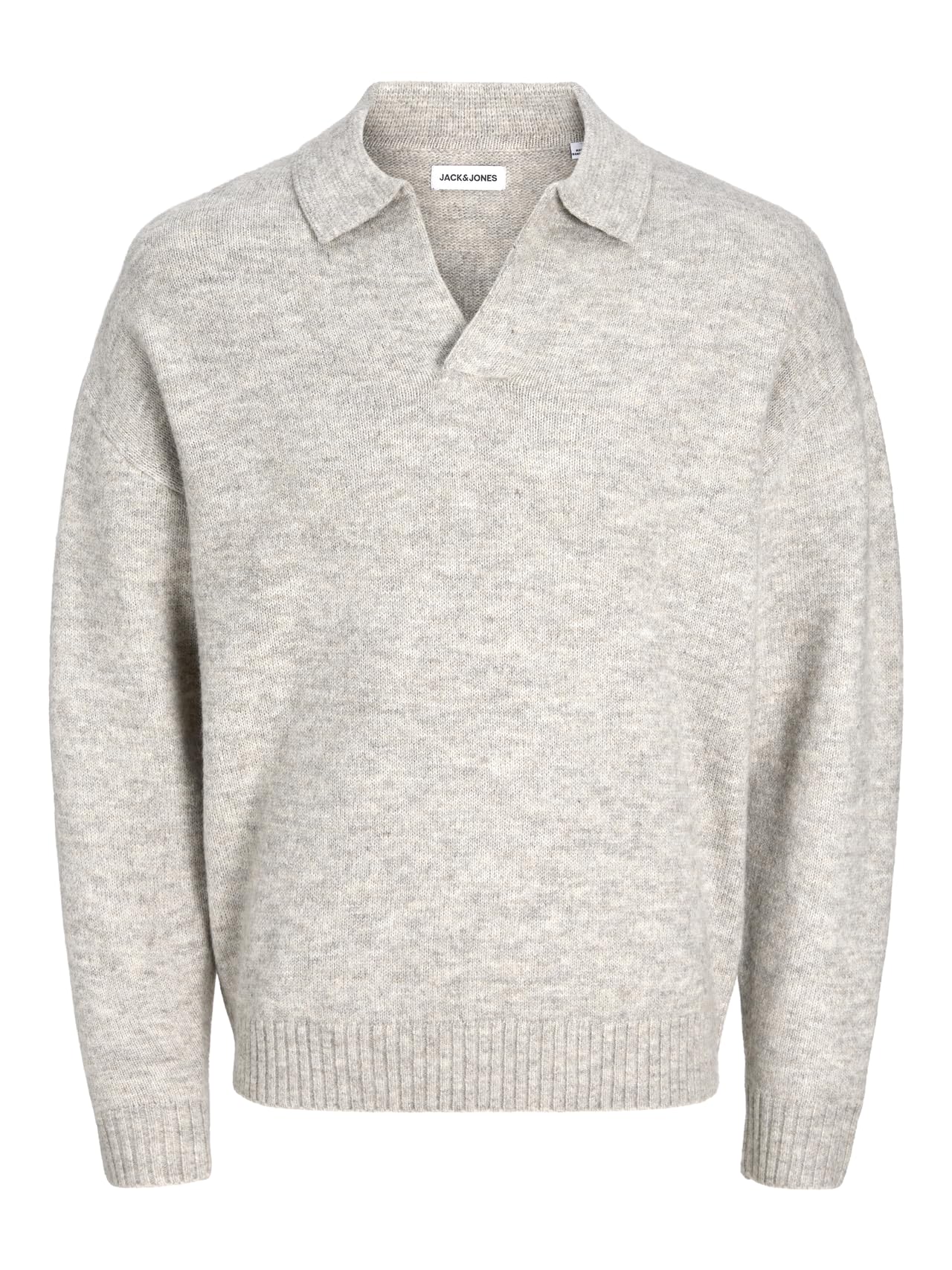 JACK & JONES Jjsoho Ollie Knit Split Neck, Light Grey Mix, M