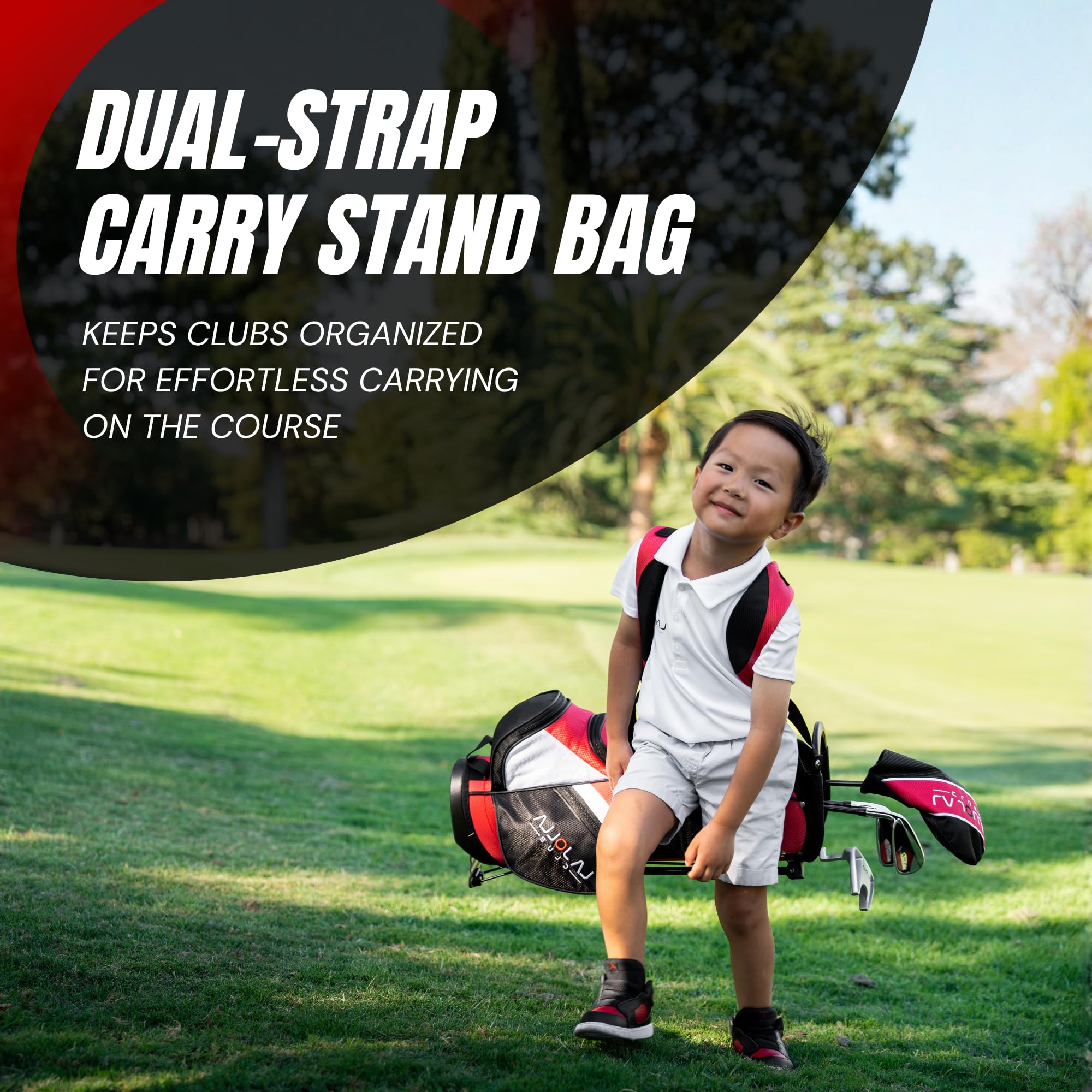 La Jolla Club Set da golf per bambini – Driver in lega leggera, ferri in acciaio inossidabile e putter in zinco, include borsa con supporto a doppia cinghia