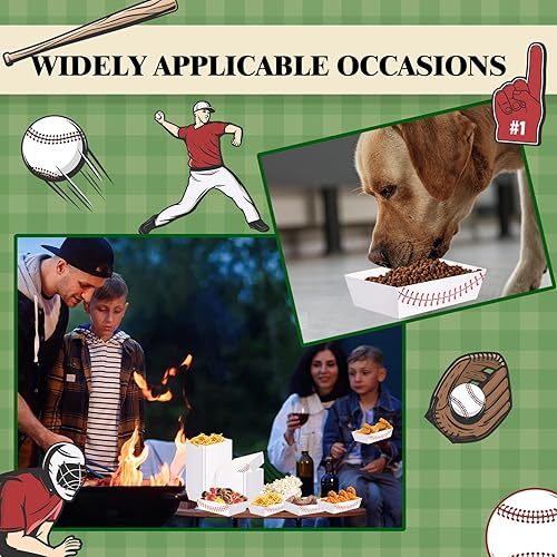 Miniatura 7 de 200 bandejas de papel para fiesta de béisbol suministros para fiesta de béisbol bandeja de comida para nacho bandejas desechables para servir para