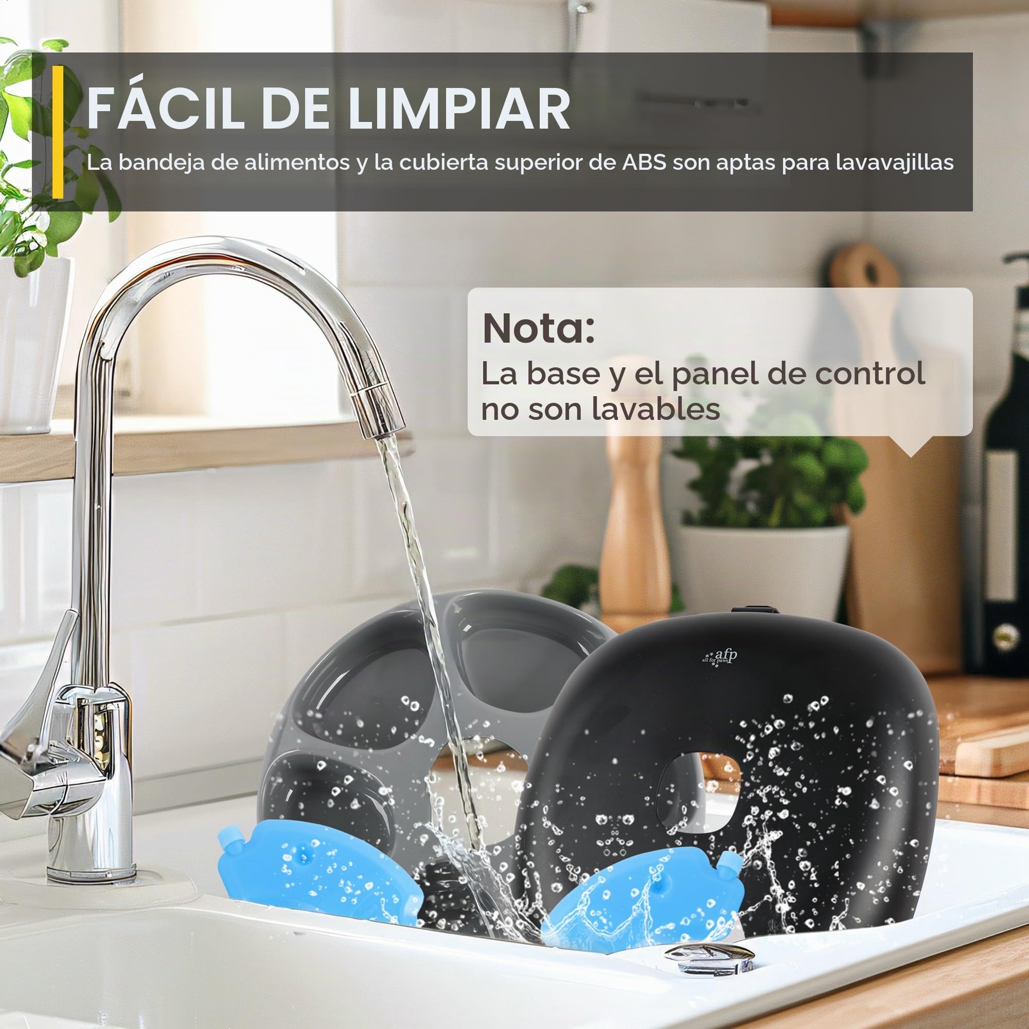 ALL FOR PAWS Dispensador Automático Inalámbrico de Comida para Gatos – para Alimento Húmedo y Seco con 2 Paquetes de Frío, Programable para 6 Comidas con Temporizador e Indicador de Batería Baja