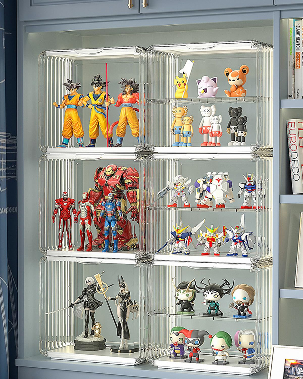 BYCY Clear Purse Storage Organizer for Closet, 3 Pack Handbag Storage Box Acrylic Display Case for Wallet Organizer, Stackable Organizer with Magnetic Door for Book Collectibles Cosmetic