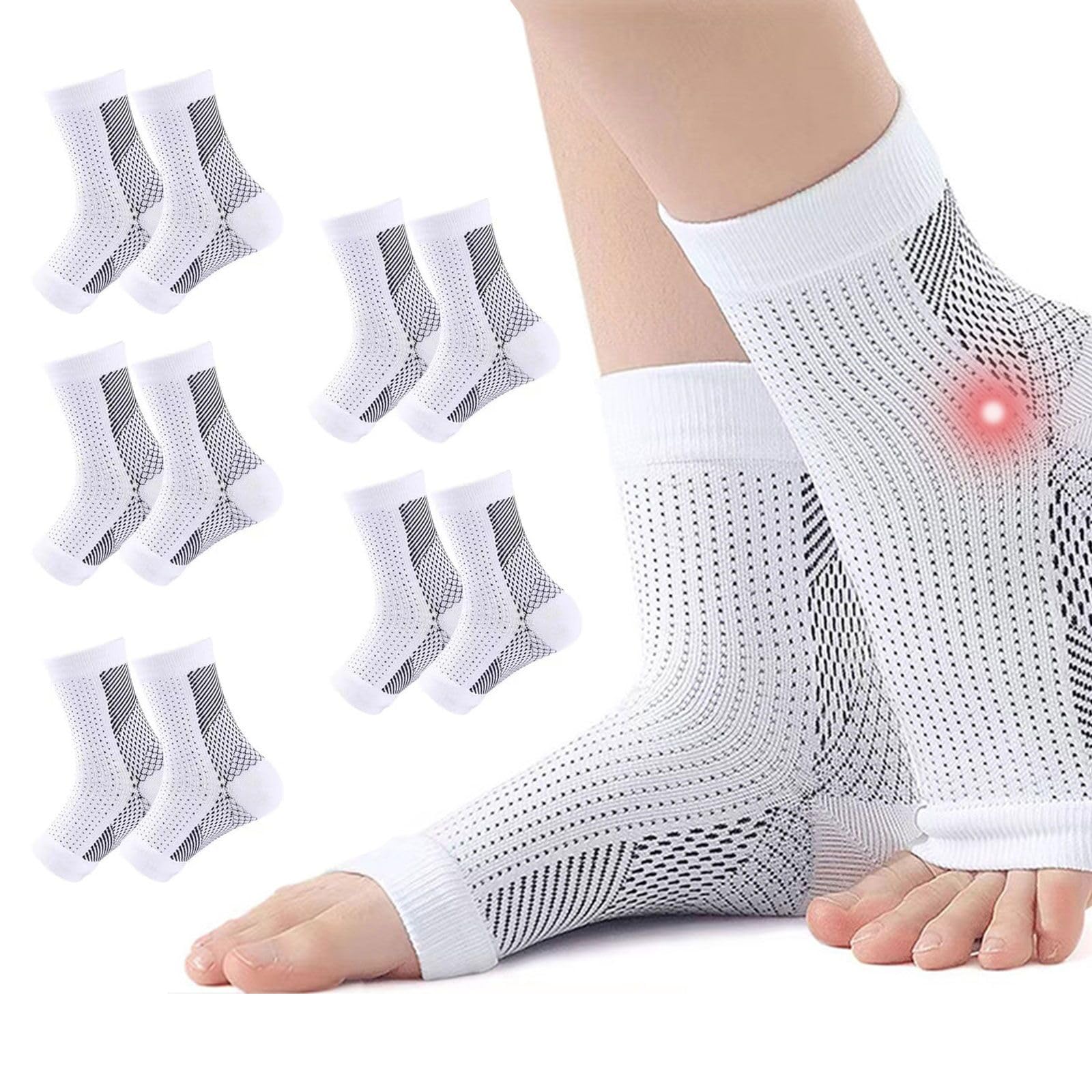 Chaussettes De Neuropathie,5 Pair Chaussettes de Compression,Chaussettes de Compression Neuro-Apaisantes pour Homme/Femme,pour Soulager la Douleur et Soutenir les Chevilles,L/XL