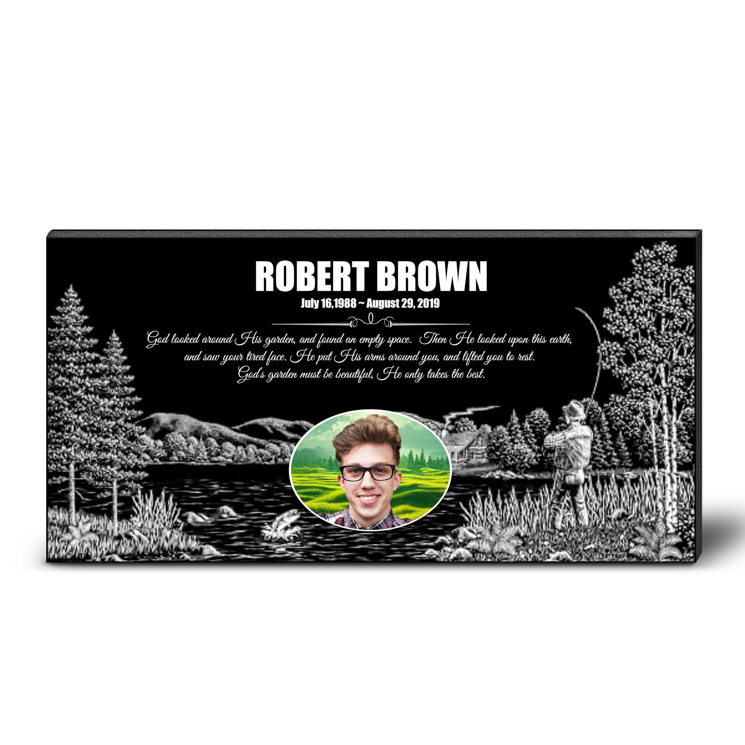 ADFSTONE Personalized Memorial Headstone, Custom Laser Engraved Granite Plaque for Grave &amp; Cemetery, Weatherproof UV Resistant Bereavement Gift for Loss of Loved Ones, Outdoor Memorial Décor