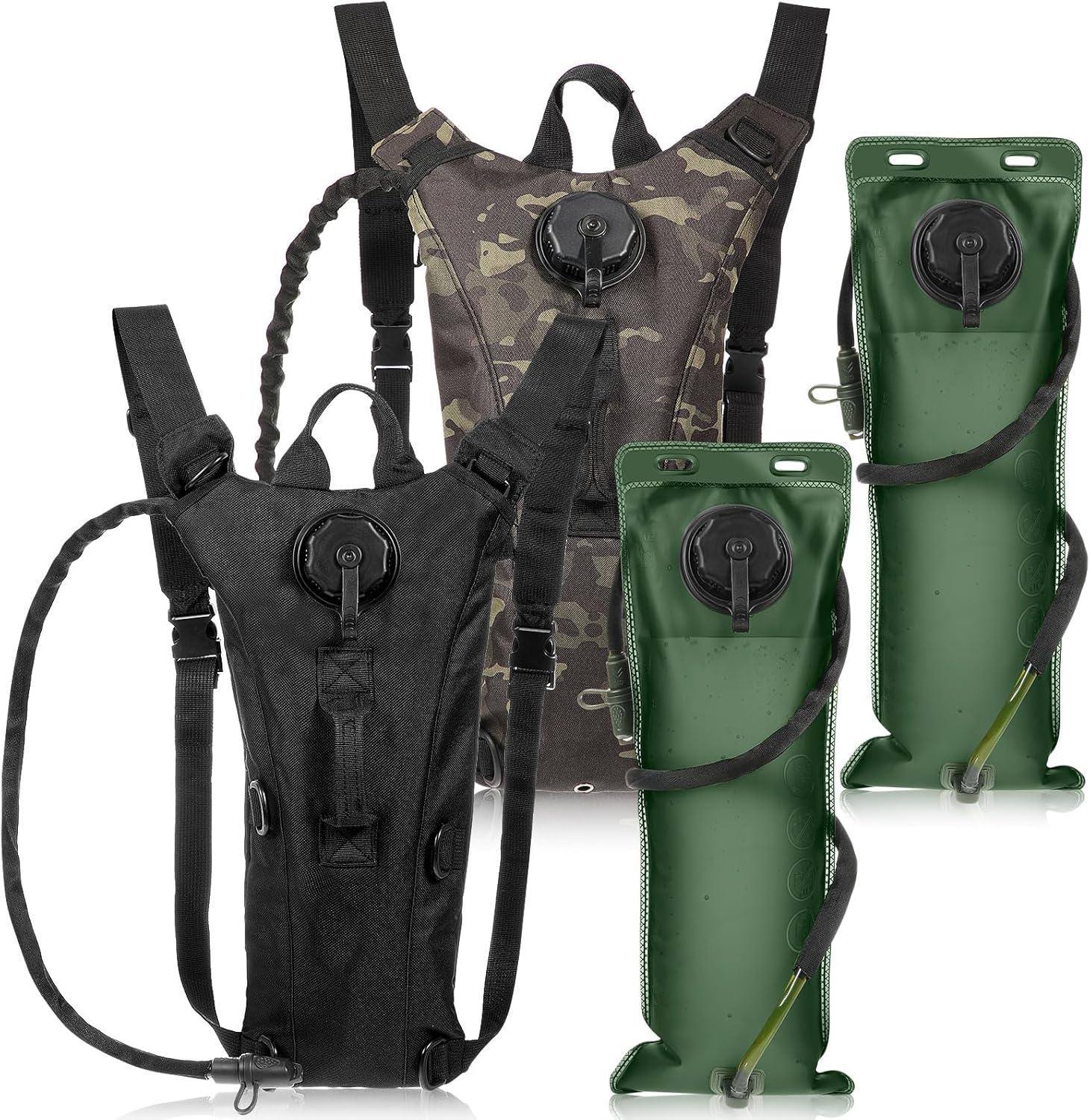 Sanwuta 2 Pcs Hydration Backpack with 3 Liter Water Bladder Tactical Lightweight 17.72 x 7.87 Inch Hydration Pack Backpack Water Backpack Hydration Bag Water Bag for Hiking Running