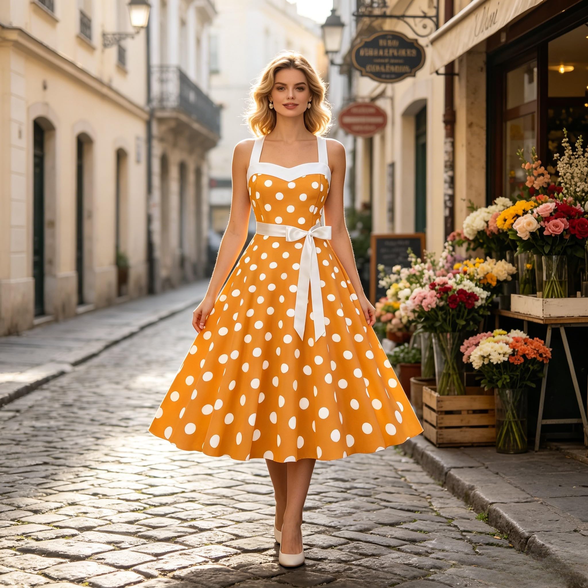 Vestito da donna anni '50 a pois vintage anni '50 Rockabilly con sottoveste per adulti